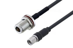 PE3W05822 - SMA Male to N Female Bulkhead Low Loss Cable Using LMR-195 Coax
