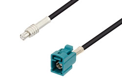 PE3W05952 - MCX Plug to Water Blue FAKRA Jack Low Loss Cable Using PE-C100-LSZH Coax