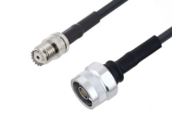 PE3W06032/HS - Mini UHF Female to N Male Cable Using LMR-195 Coax with HeatShrink