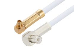 PE3W06099 - MMCX Plug Right Angle to MCX Plug Right Angle Cable Using RG188-DS Coax