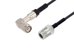 PE3W06128/HS - TNC Male Right Angle to N Female Cable Using LMR-195 Coax with HeatShrink