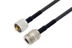 PE3W06169/HS - N Female to UHF Male Low Loss Cable Using LMR-195 Coax with HeatShrink