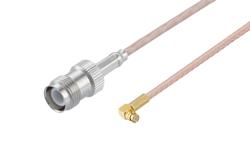 PE3W06242 - Push-On SMP Female Right Angle to Reverse Polarity TNC Jack Cable Using RG316 Coax