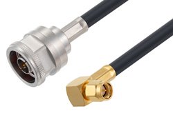 PE3W06417 - N Male to SMA Male Right Angle Cable Using LMR-240-UF Coax