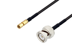 PE3W06454/HS - SSMC Plug to BNC Male Cable Using RG174 Coax with HeatShrink