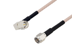 PE3W06660 - SMA Male Right Angle to SMA Male Cable Using RG316-DS Coax with HeatShrink