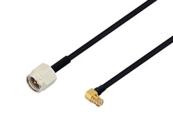 PE3W06701 - SMA Male to SMP Female Right Angle Cable Using PE-SR405FLJ Coax