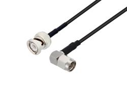 PE3W06812 - BNC Male to SMA Male Right Angle Cable Using RG174 Coax