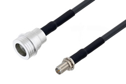 PE3W06854/HS - QN Male to Reverse Polarity SMA Female Bulkhead Cable Using LMR-195 Coax with HeatShrink