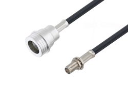 PE3W06854-SP1 - QN Male to Reverse Polarity SMA Female Bulkhead Cable Using LMR-195 Coax with HeatShrink