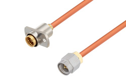 PE3W06981 - Slide-On BMA Jack 2 Hole Flange to SMA Male Cable Using RG402 Coax