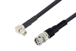 PE3W07122/HS - BNC Male to SMA Male Right Angle Cable Using LMR-240-UF Coax with HeatShrink