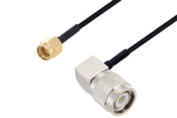 PE3W07181 - SMA Male to TNC Male Right Angle Cable Using PE-SR405FLJ Coax