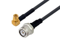 PE3W07265/HS - TNC Male to SMA Male Right Angle Low Loss Cable Using LMR-200 Coax with HeatShrink