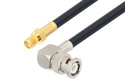 PE3W07383 - SMA Female to BNC Male Right Angle Low Loss Cable Using LMR-240-UF Coax