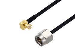 PE3W07396 - MCX Plug Right Angle to SMA Male Cable Using PE-SR405FLJ Coax