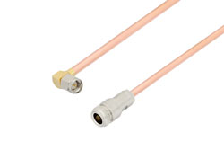 PE3W07464 - SMA Male Right Angle to N Female Cable Using RG402 Coax