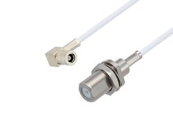 PE3W07602 - 75 Ohm Mini SMB Plug Right Angle to 75 Ohm F Female Bulkhead Cable Using 75 Ohm RG187 Coax