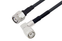 PE3W07625/HS - TNC Male to TNC Male Right Angle Low Loss Cable Using LMR-195 Coax with HeatShrink