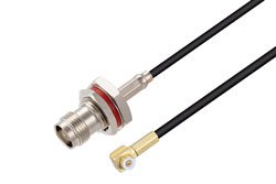 PE3W07638 - TNC Female Bulkhead to Snap-On MMBX Plug Right Angle Low Loss Cable Using LMR-100 Coax