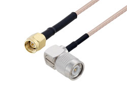 PE3W07695/HS - TNC Male Right Angle to SMA Male Cable Using RG316 Coax with HeatShrink