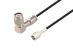 PE3W07701 - TNC Male Right Angle to SMA Male Low Loss Cable Using LMR-100 Coax