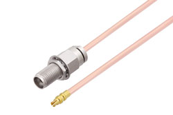 PE3W07770LF - Mini SMP Female to 2.92mm Female Bulkhead Cable Using RG405 Coax , LF Solder