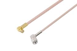 PE3W07833/SP - Push-On SMP Female Right Angle to Reverse Polarity SMA Plug Right Angle Cable Using RG316 Coax with 180 Deg. Clock