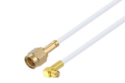 PE3W07858 - Push-On SMP Female Right Angle to SMA Male Cable Using RG188 Coax
