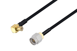 PE3W07964 - MCX Plug Right Angle to SMA Male Cable Using PE-SR405FLJ Coax