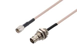 PE3W08062/HS - SMA Male to BNC Female Bulkhead Cable Using RG316-DS Coax with HeatShrink
