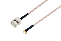 PE3W08074LF/HS - BNC Male to Push-On SMP Female Right Angle Cable Using RG316 Coax with HeatShrink, LF Solder