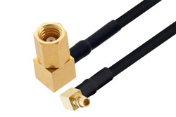 PE3W08295 - MMCX Plug Right Angle to SMC Plug Right Angle Cable Using PE-SR405FLJ Coax