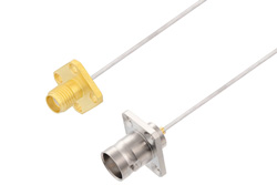 PE3W08325 - SMA Female 4 Hole Flange to BNC Female 4 Hole Flange Cable Using PE-SR047AL Coax