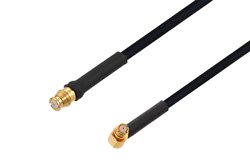 PE3W08326 - Push-On SMP Female to SMP Female Right Angle Cable Using PE-SR405FLJ Coax