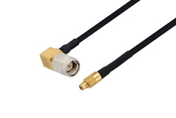 PE3W08331 - SMA Male Right Angle to MMCX Plug Cable Using PE-SR405FLJ Coax