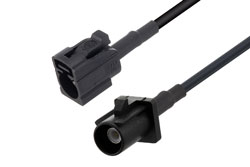 PE3W08444/HS - Black FAKRA Plug to Black FAKRA Jack Low Loss Cable Using LMR-100 Coax with HeatShrink