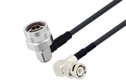 PE3W08529/HS - N Male Right Angle to BNC Male Right Angle Low Loss Cable Using LMR-195 Coax with HeatShrink