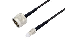 PE3W08570/HS - N Male to FME Jack Low Loss Cable Using LMR-100 Coax with HeatShrink