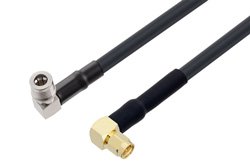 PE3W08640 - SMA Male Right Angle to QMA Male Right Angle Cable Using LMR-240-UF Coax