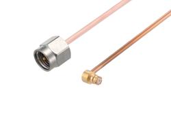 PE3W08669 - SMP Female Right Angle to SMA Male Cable Using RG405 Coax