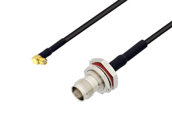 PE3W08711/HS - Push-On SMP Female Right Angle to TNC Female Bulkhead Low Loss Cable Using PE-C100 Coax