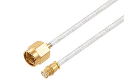 PE3W08728 - Push-On SMP Female to SMA Male Cable Using PE-SR405FL Coax