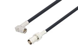 PE3W08819 - SMA Male Right Angle to BNC Female Low Loss Cable Using LMR-195 Coax