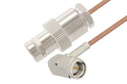 PE3W08852 - BNC Female to SMA Male Right Angle Cable Using RG178 Coax