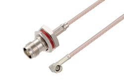 PE3W08919 - TNC Female Bulkhead to SSMA Male Right Angle Cable Using RG316 Coax