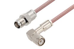PE3W08946 - TNC Male Right Angle to TNC Female Cable Using RG142 Coax
