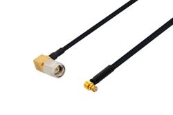 PE3W09120/SP - SMA Male Right Angle to SMP Female Right Angle Cable Using PE-SR405FLJ Coax with 270 Deg. Clock