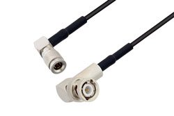 PE3W09154/HS - 1.0/2.3 Plug Right Angle to BNC Male Right Angle Low Loss Cable Using LMR-100 Coax with HeatShrink