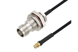 PE3W09196 - Push-On SMP Female to TNC Female Bulkhead Cable Using PE-SR405FLJ Coax